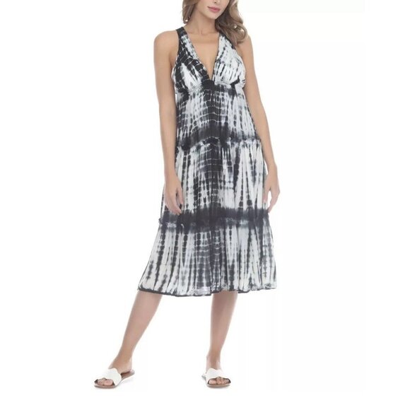 Raviya Tie Dye Tiered Midi Dress Swim Cover Up Women’s M NWT - Picture 1 of 7
